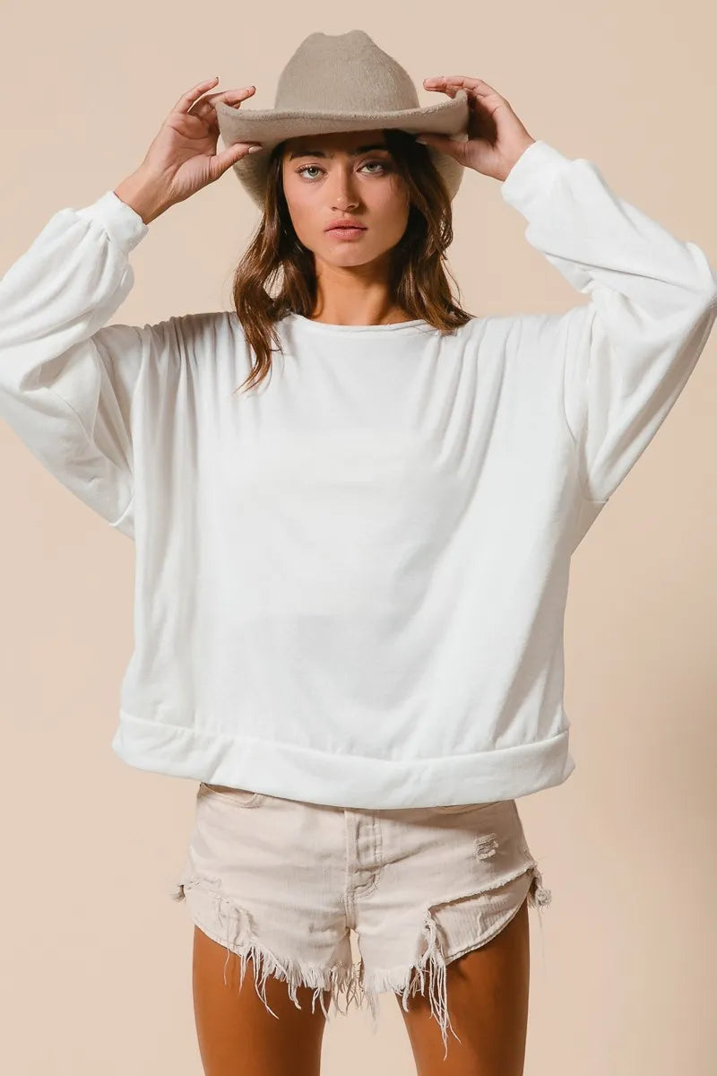 BIBI Loop Terry Pull Over With Cut Edge Band on Simply Obsessed