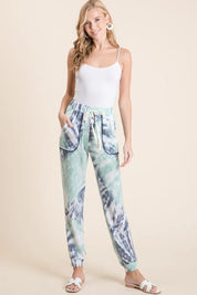 BiBi Tie Dye French Terry Casual Sweat Pants on Simply Obsessed