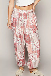 POL Drawstring Floral Patchwork Wide leg Pants on Simply Obsessed