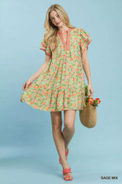 UMGEE Floral Flutter Sleeve Tiered Dress on Simply Obsessed