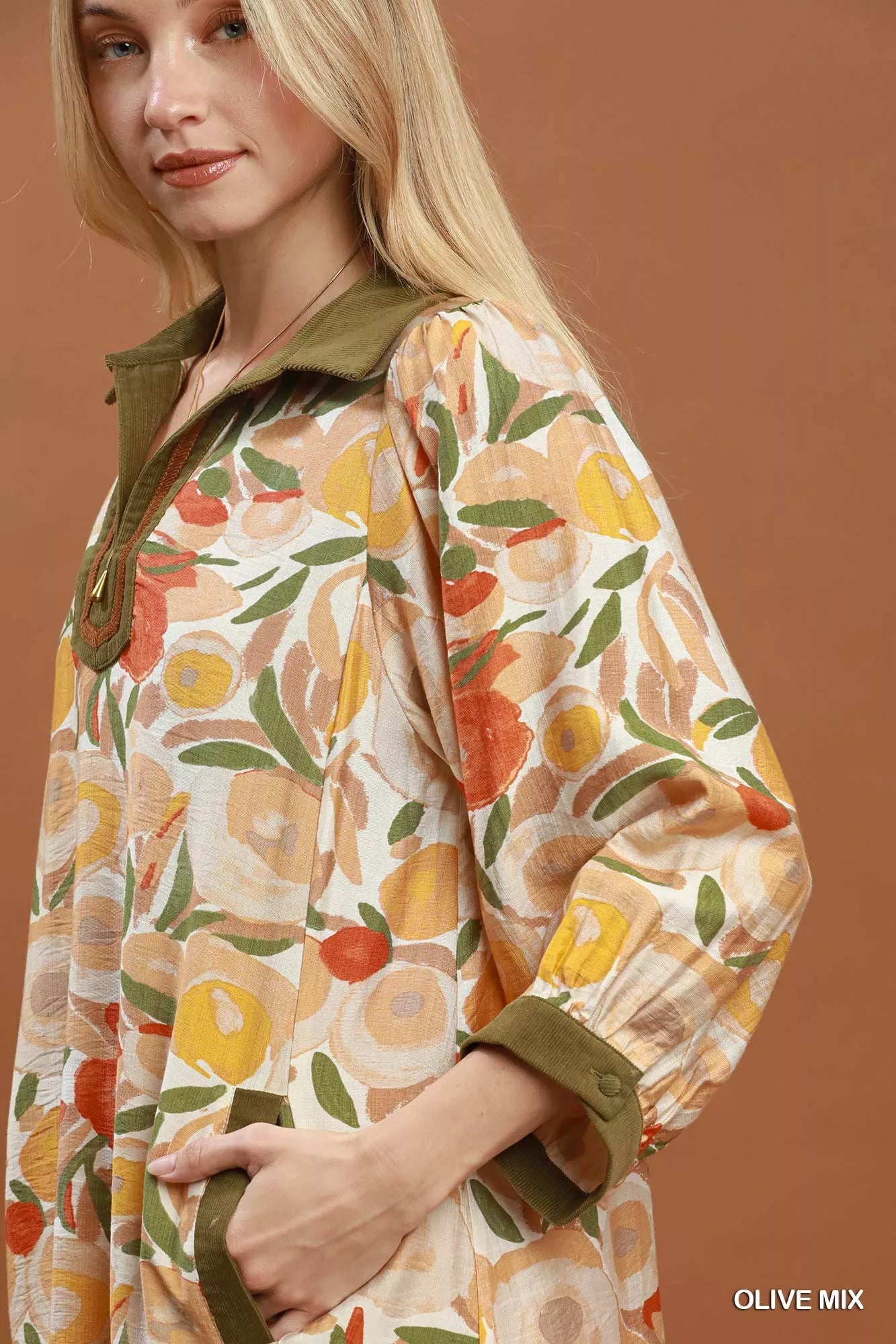 UMGEE Mix Floral Contrast Trim Shift Mini Dress on Simply Obsessed