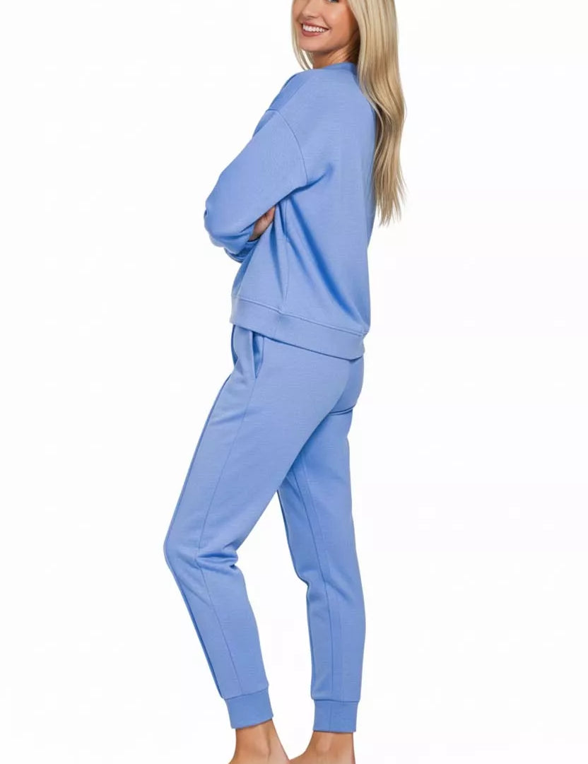 Zenana Scuba Mock Neck Sweatshirt and Joggers Set on Simply Obsessed