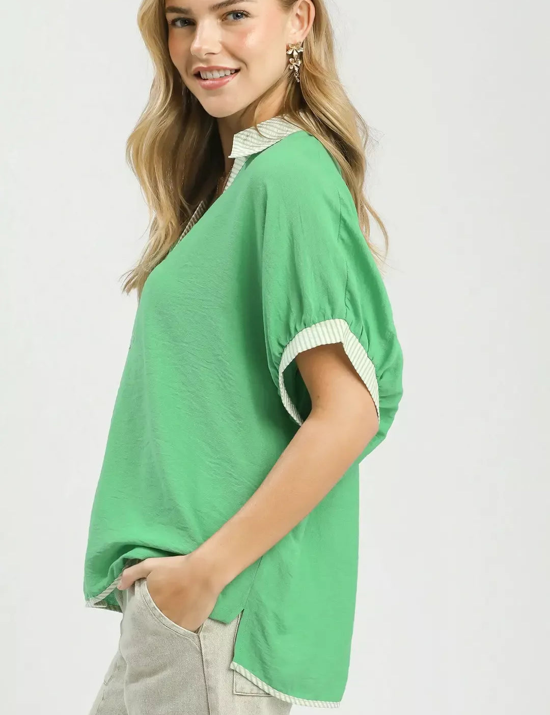 UMGEE Oversized Contrast Stripe Trim Top **DEBUT SALE** on Simply Obsessed