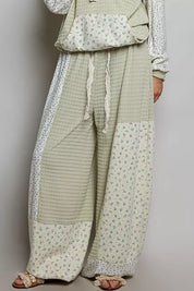 POL Patchwork Mixed Knit Wide Leg Pants on Simply Obsessed