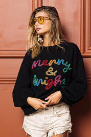 BIBI Tinsel Lettering Christmas Sweater on Simply Obsessed