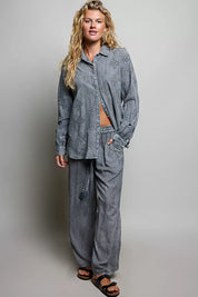 POL Tassel Drawstring Embroidered Wide Leg Woven Pants **FALL DEBUT SALE** on Simply Obsessed