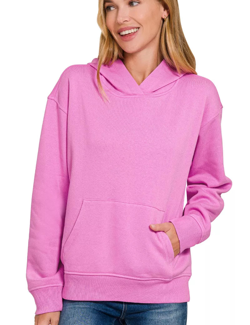 Zenana Fleece Kangaroo Pocket Hoodie on Simply Obsessed