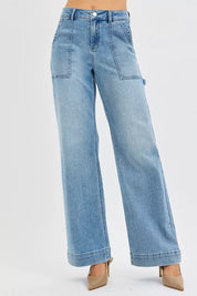 RISEN Full Size High Rise Straight Leg Jeans with Front Pockets Plus Size on Simply Obsessed