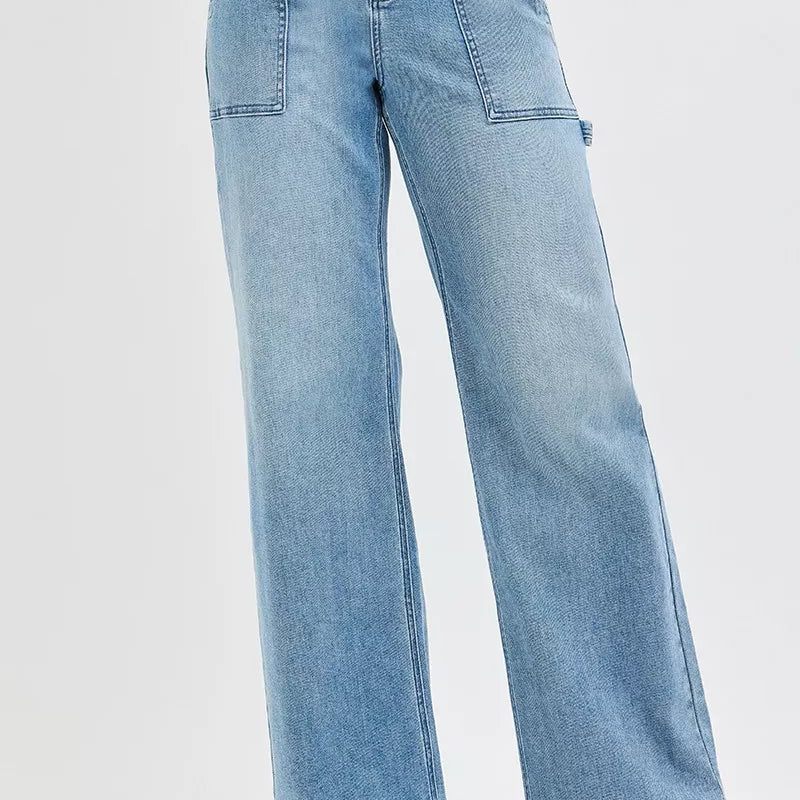 RISEN Full Size High Rise Straight Leg Jeans with Front Pockets Plus Size on Simply Obsessed