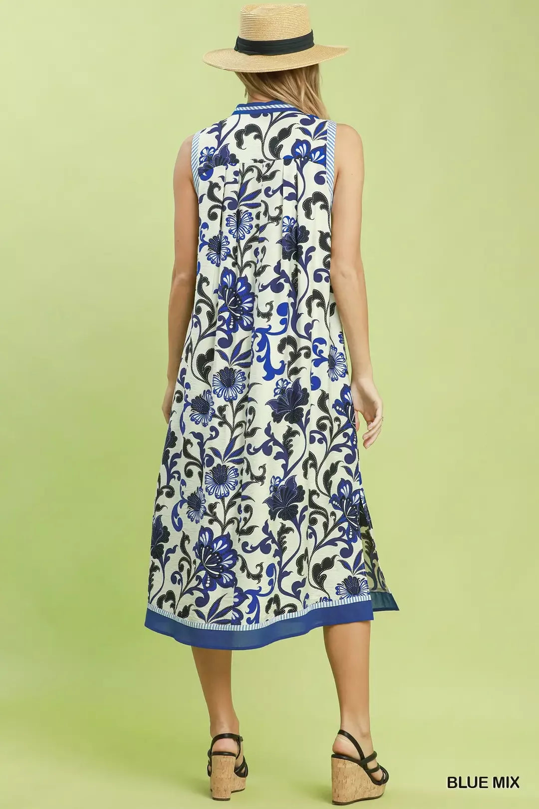 UMGEE Floral Scroll Sleeveless Midi Dress on Simply Obsessed