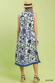 UMGEE Floral Scroll Sleeveless Midi Dress on Simply Obsessed