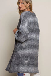 POL Distressed Cable-Knit Ombre Dying Cardigan on Simply Obsessed