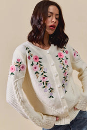 SO ME Floral Embroidered Coquette Sweater Cardigan on Simply Obsessed