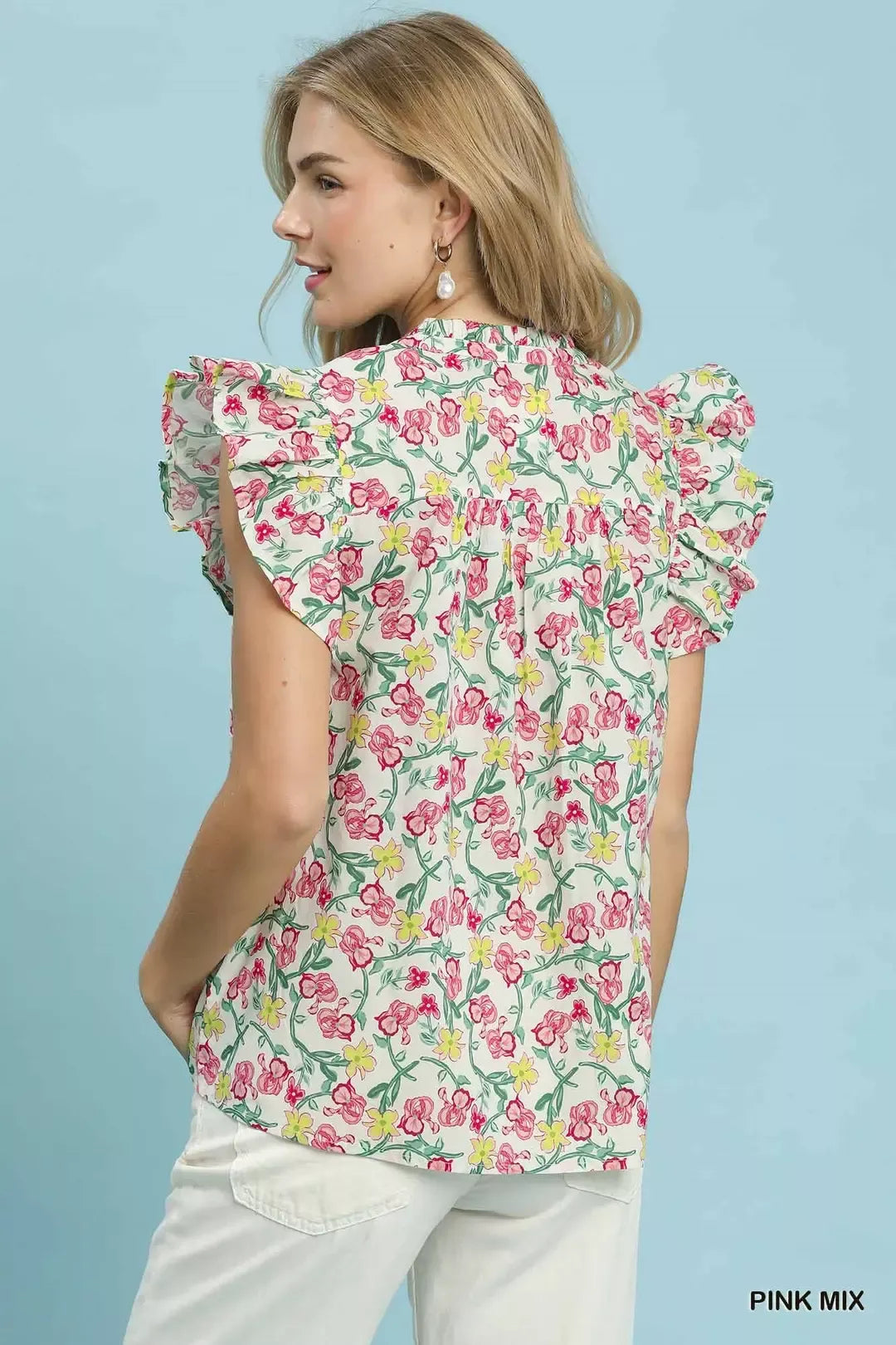 UMGEE Floral Print Ruffle Cap Sleeve Shirt **DEBUT SALE** on Simply Obsessed