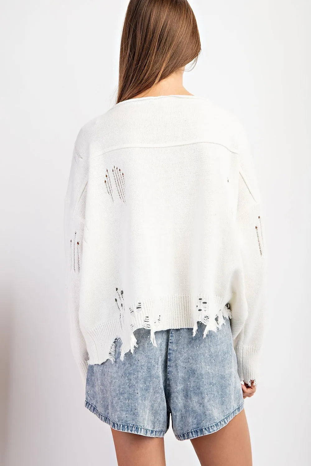 EESOME Distressed American Flag Sweater - IVORY on Simply Obsessed