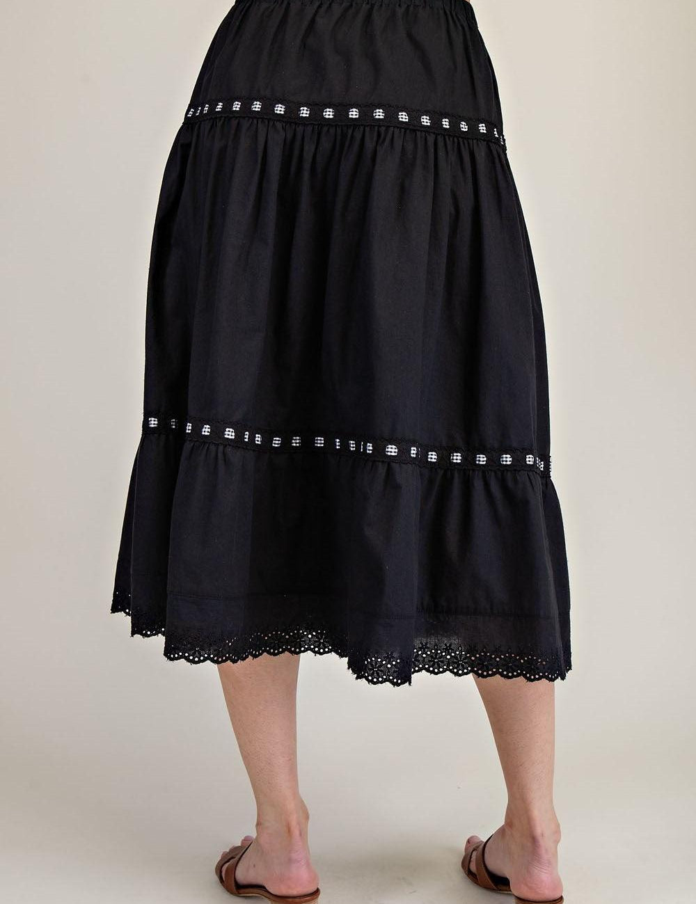 EESOME Gingham Detail Skirt - BLACK on Simply Obsessed