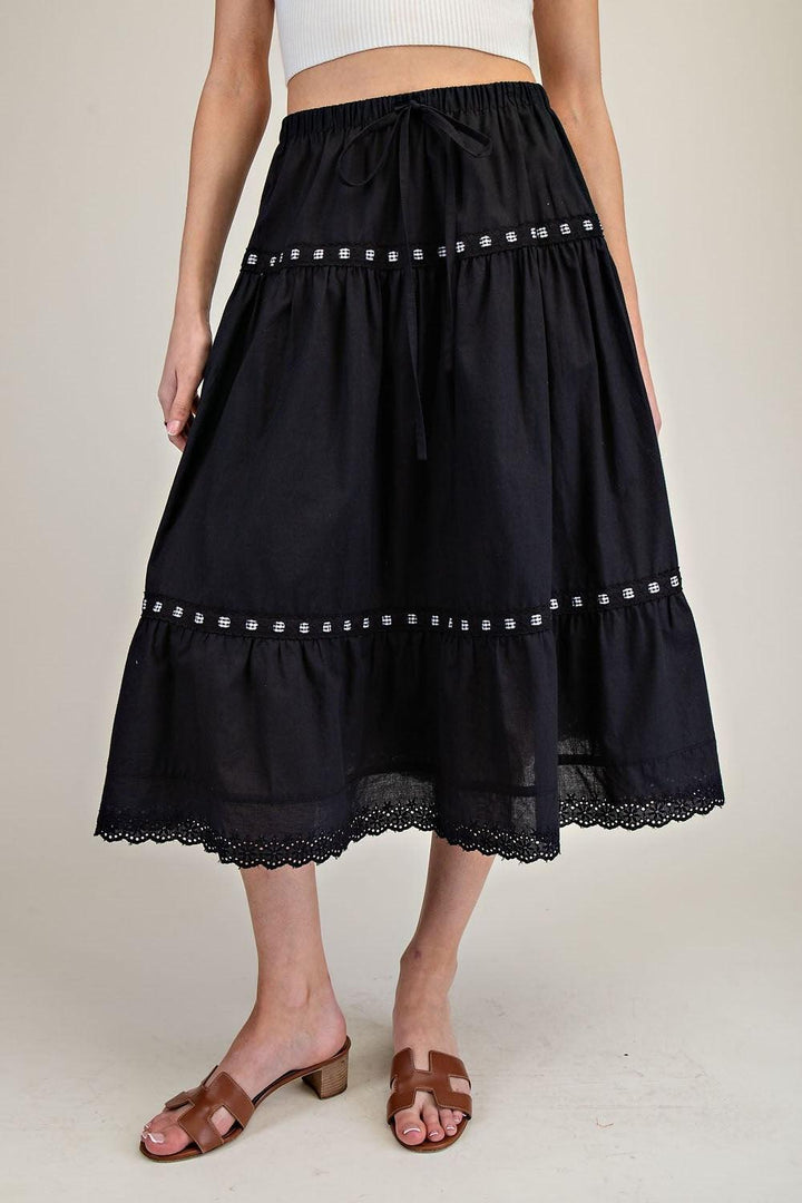 EESOME Gingham Detail Skirt - BLACK on Simply Obsessed