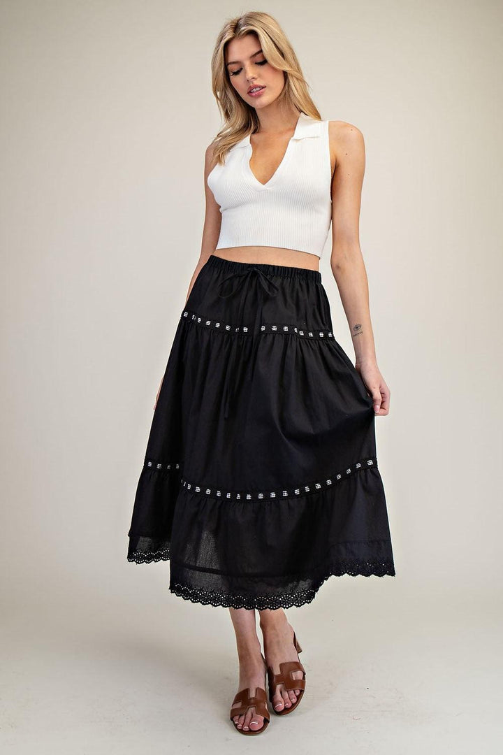 EESOME Gingham Detail Skirt - BLACK on Simply Obsessed