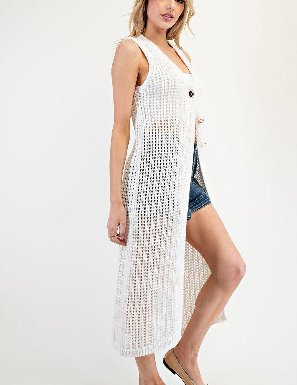 EESOME Knit Duster - OFF WHITE on Simply Obsessed