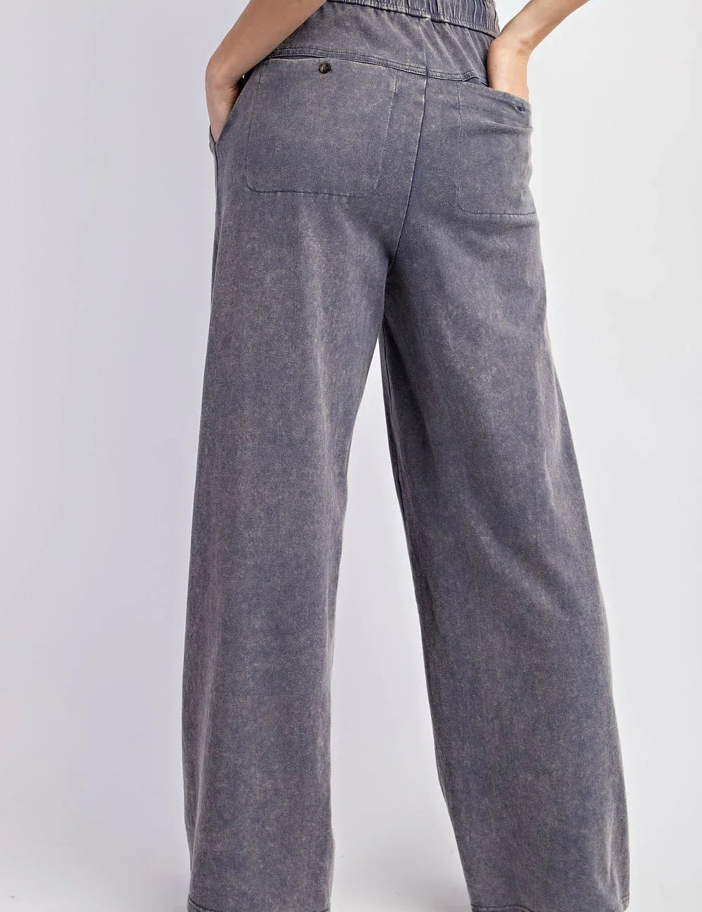 EESOME Mineral Washed Straight Leg Pants - DENIM on Simply Obsessed