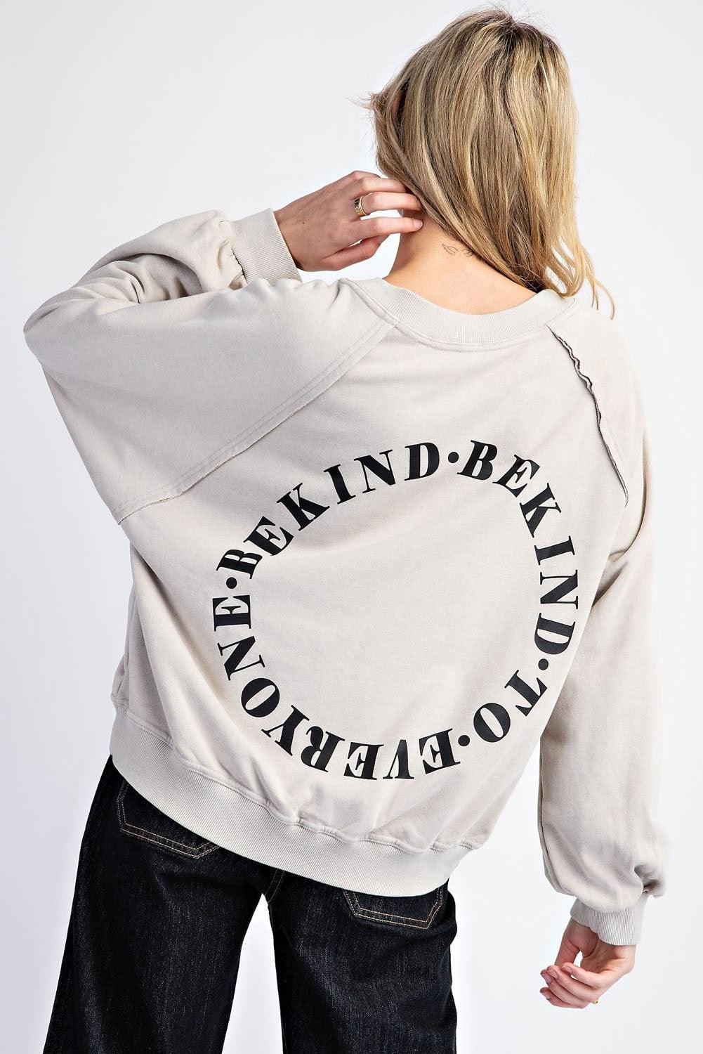 EESOME Mineral Washed To Kind to Everyone Sweatshirt - BONE on Simply Obsessed