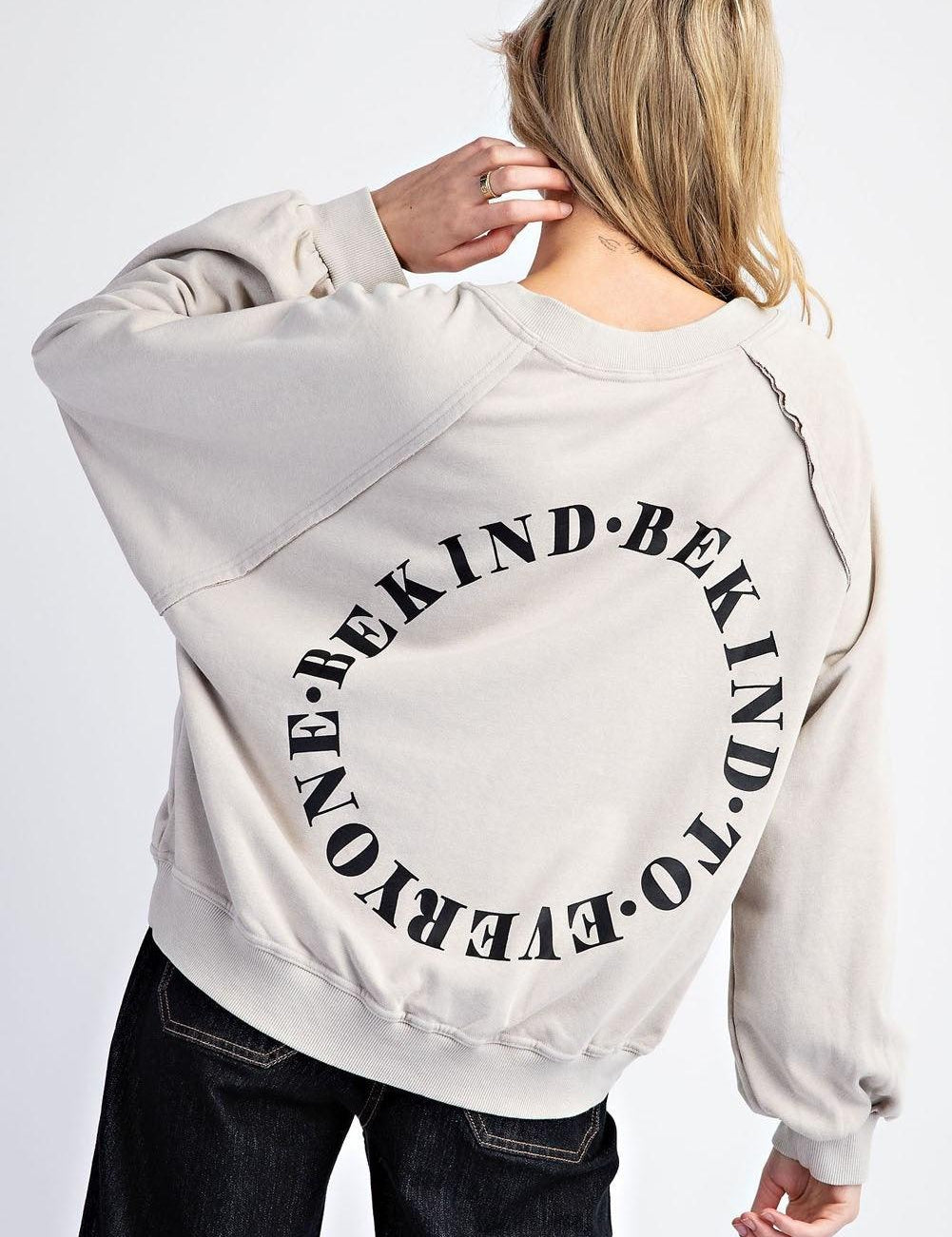 EESOME Mineral Washed To Kind to Everyone Sweatshirt - BONE on Simply Obsessed