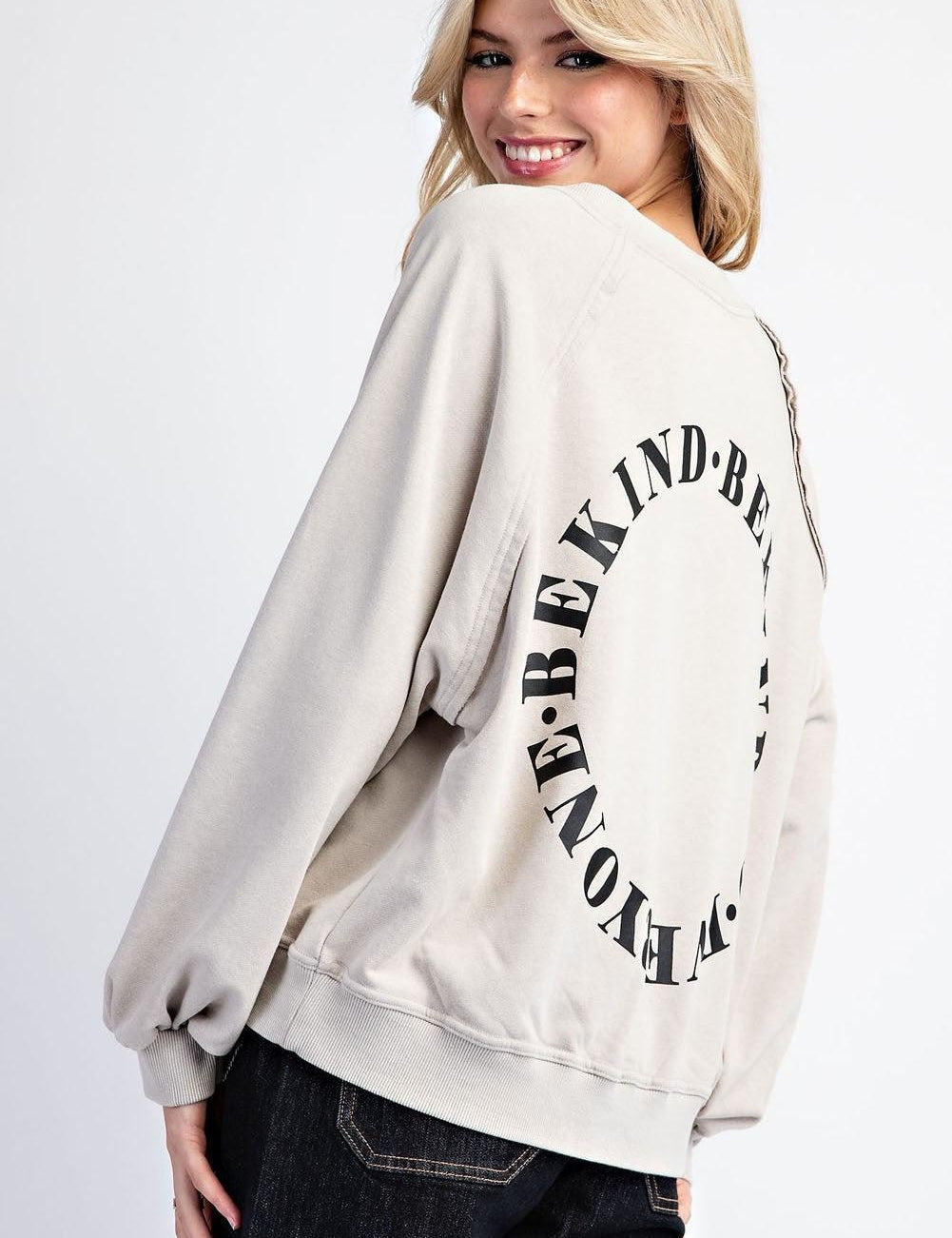 EESOME Mineral Washed To Kind to Everyone Sweatshirt - BONE on Simply Obsessed