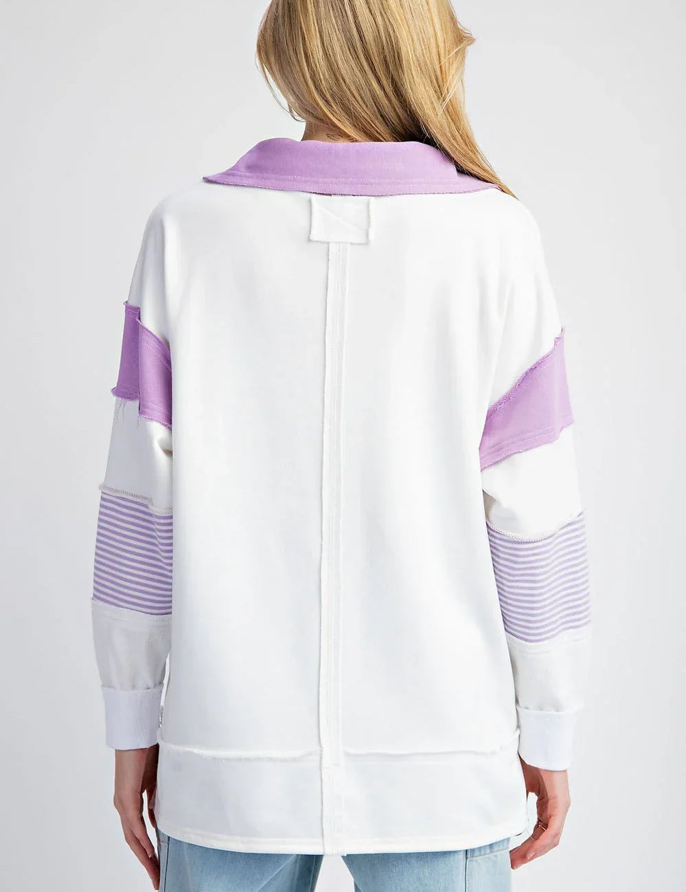 EESOME Soft Washed Colorblock Top - LAVENDER on Simply Obsessed