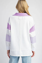 EESOME Soft Washed Colorblock Top - LAVENDER on Simply Obsessed