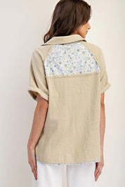 EESOME Soft Washed Paisley Panel Button Down - ROSEMARY on Simply Obsessed