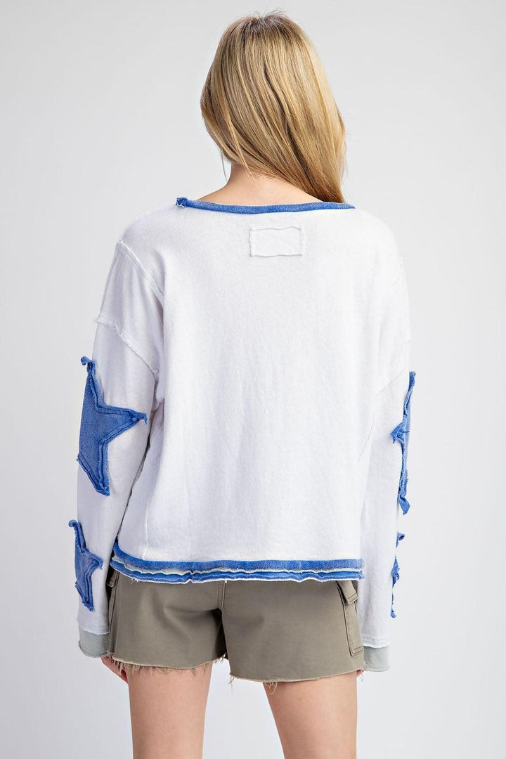 EESOME Star Patchwork Top - BLUE on Simply Obsessed