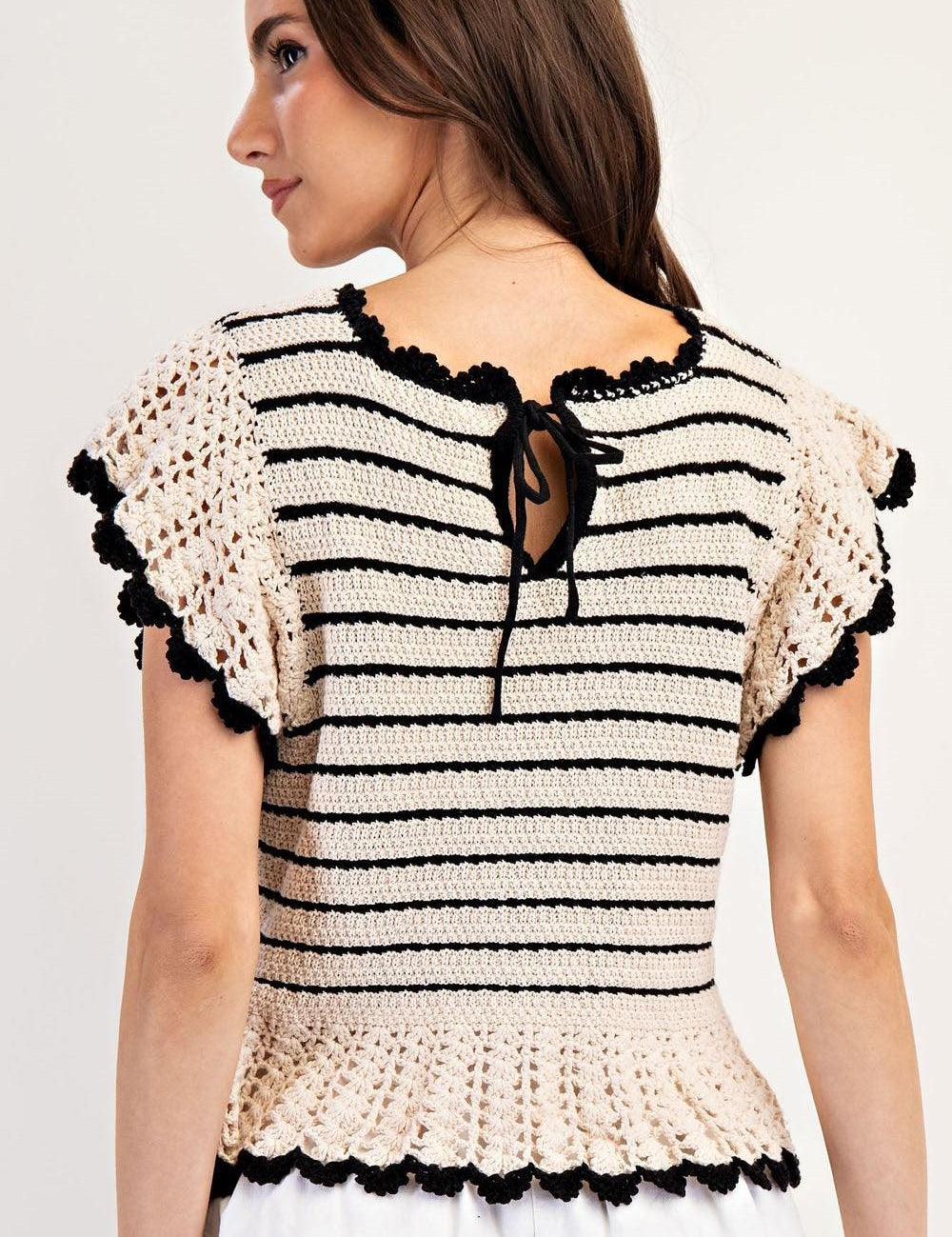 EESOME Striped Knit Sweater - OATMEAL on Simply Obsessed