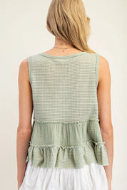 EESOME Waffle Knit V-Neck Top on Simply Obsessed