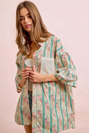 BIBI Eyelet Lace And Floral Mix And Match Shirt Top on Simply Obsessed