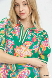 UMGEE Jacquard Paisley Print Puff Sleeve Tunic Dress **DEBUT SALE** on Simply Obsessed