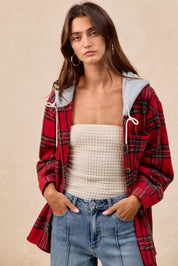 BIBI Brushed Plaid Hooded Jacket on Simply Obsessed