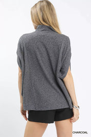 Umgee Textured Mock Neck Relaxed Top on Simply Obsessed