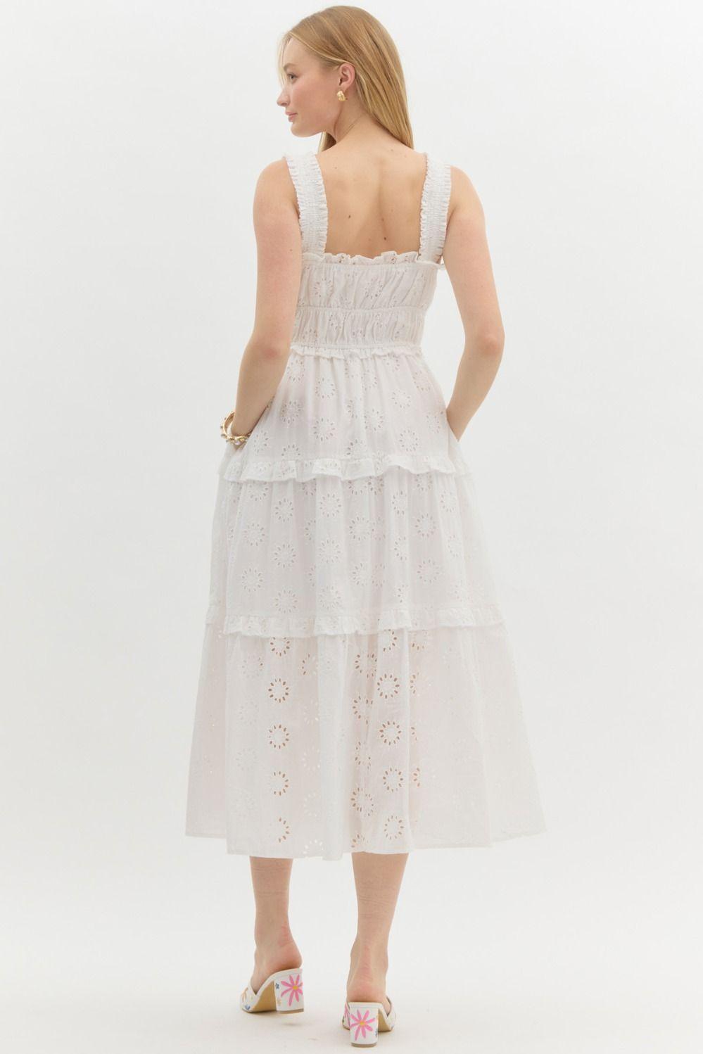 ENTRO Lace Tiered Midi Dress - OFF WHITE on Simply Obsessed