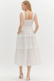 ENTRO Lace Tiered Midi Dress - OFF WHITE on Simply Obsessed
