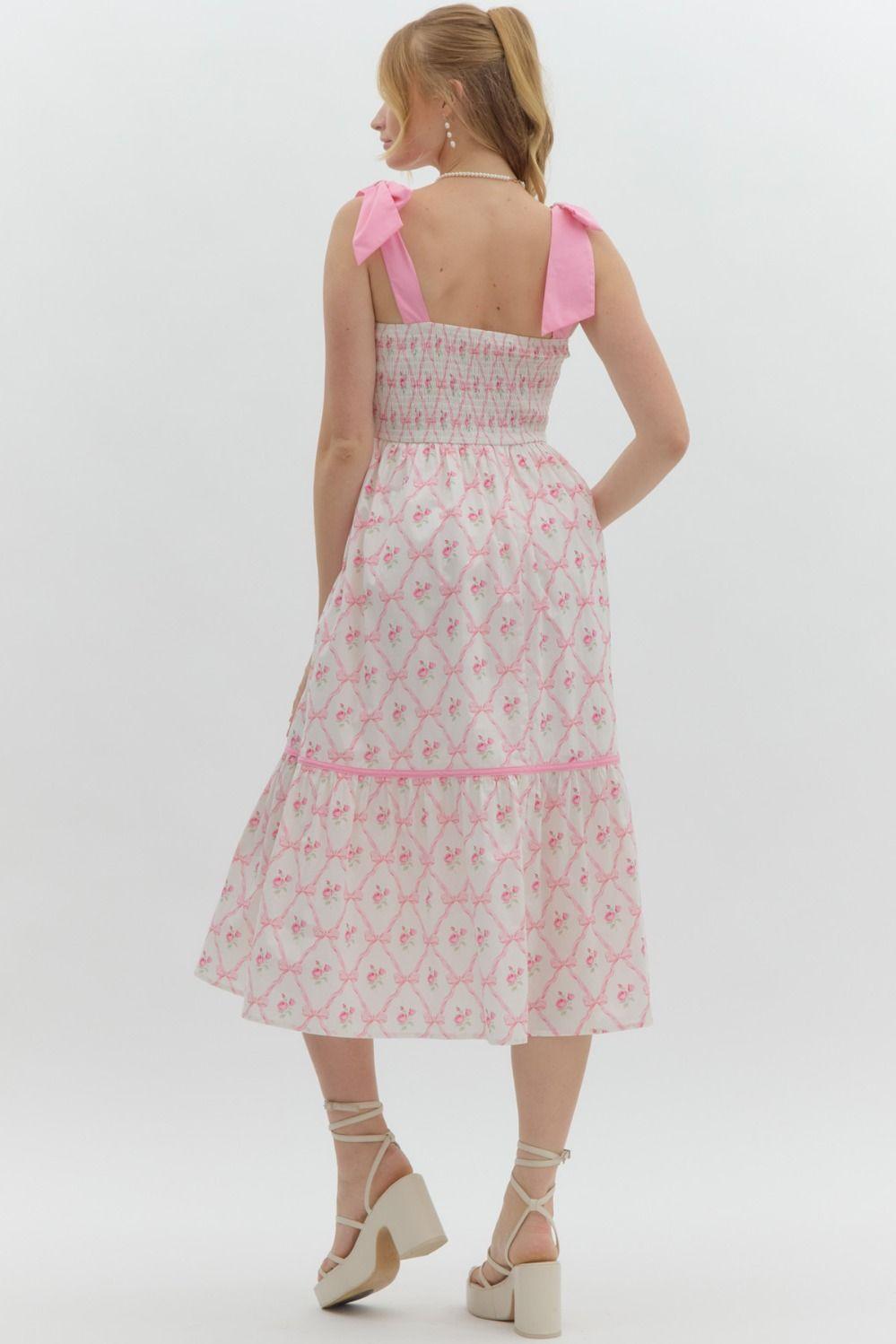 ENTRO Sleeveless Pullover Bow Midi Dress - PINK on Simply Obsessed