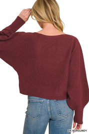 ZENANA Boat Neck Balloon Sleeve Sweater on Simply Obsessed