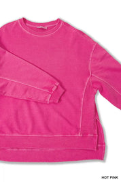 Zenana Full Size French Terry Pigment Dye & Enzyme Washing Pullover Plus Size on Simply Obsessed