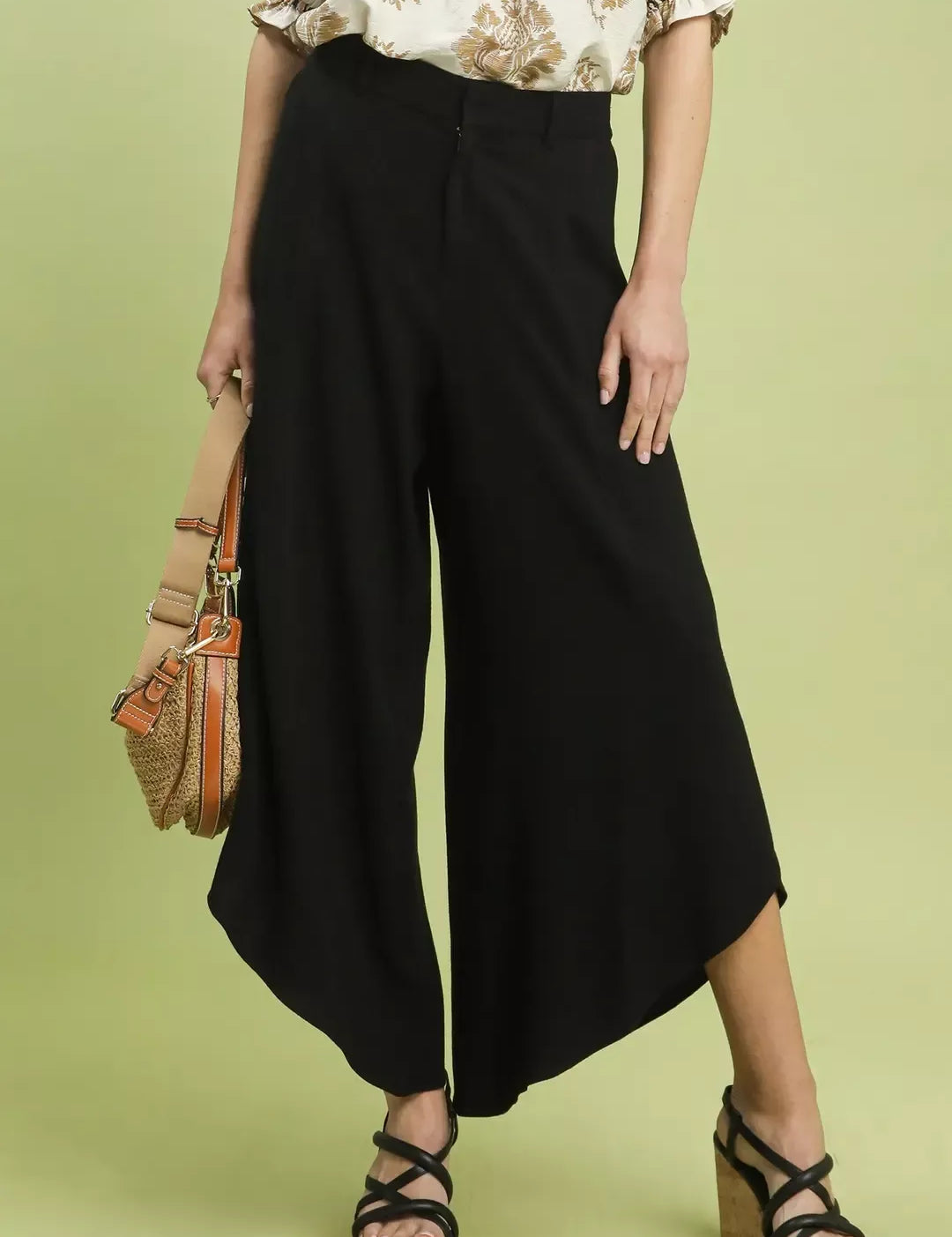 UMGEE Flowy Asymmetrical Hem Wide Leg Pants on Simply Obsessed
