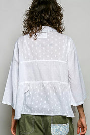 POL Tonal Dot Weave Textured Button Front Shirt on Simply Obsessed