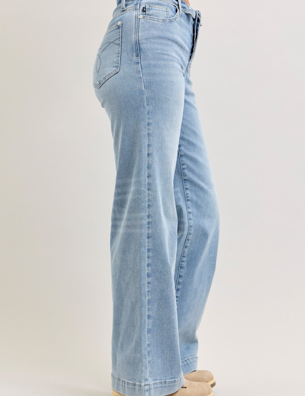 JUDY BLUE Mid Rise Retro Wide Leg Jeans with Fold-over Waistband on Simply Obsessed