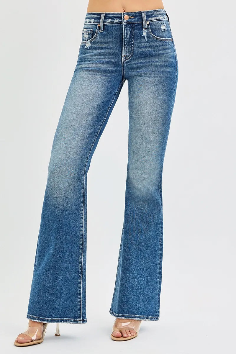 RISEN Full Size Tummy Control High Rise Flare Jeans Plus Size on Simply Obsessed