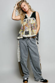 POL Floral V-Neck Sheer Tank with Lace Trim on Simply Obsessed
