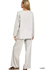 Zenana Scuba Side Slit Top and Pants Set on Simply Obsessed