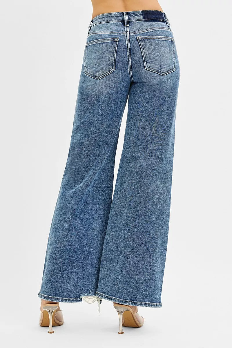 RISEN Tummy Control Mid Rise Fit Wide Jeans on Simply Obsessed