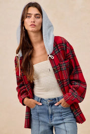 BIBI Brushed Plaid Hooded Jacket on Simply Obsessed